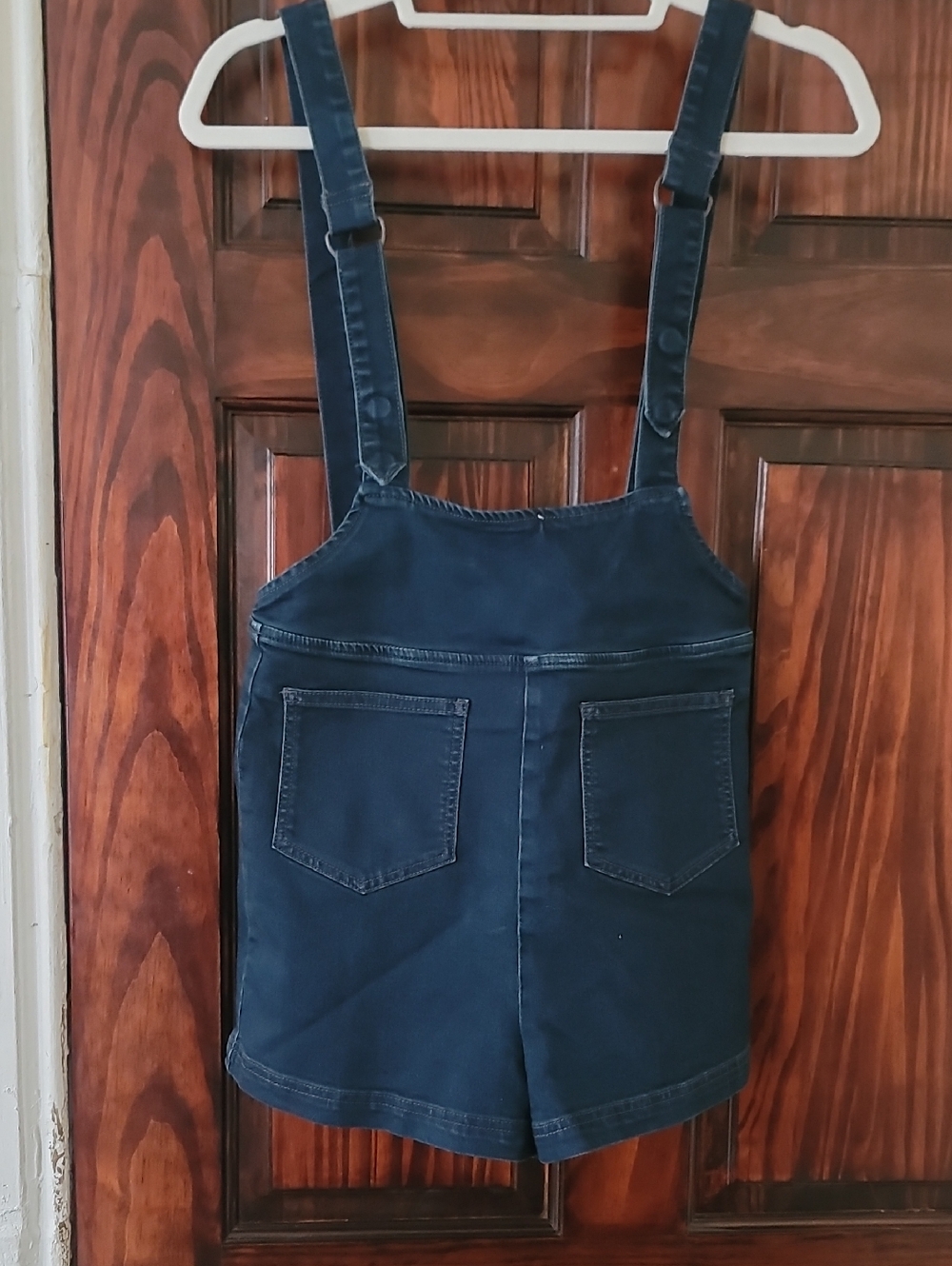 Free People Navy Blue Denim Short Overalls